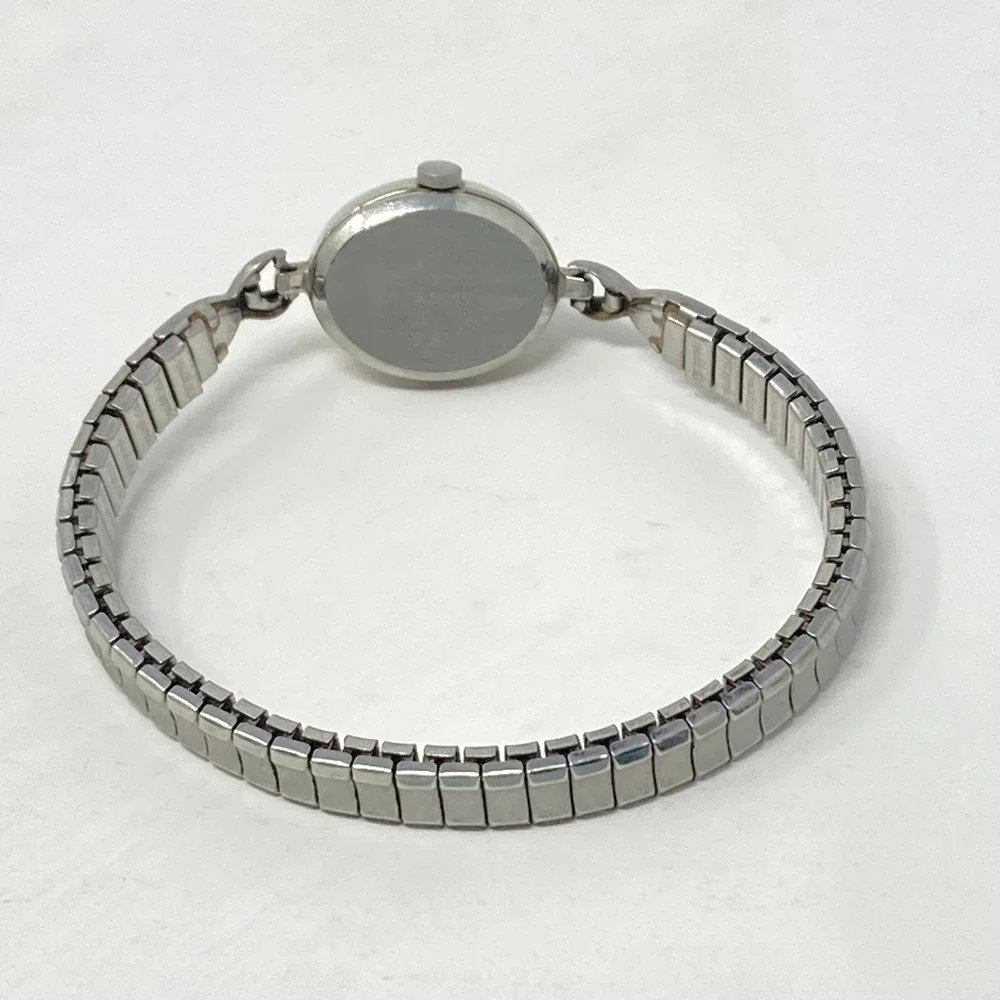 Vtg Pulsar Watch Women Silver Tone 16mm Oval Dial V810-5160 Stretch New Battery
